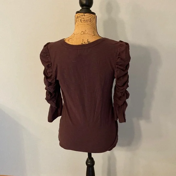 NWT Nation Ltd. Evereve Deep Purple Ruched Sleeve Top Women Size M - Picture 4 of 11